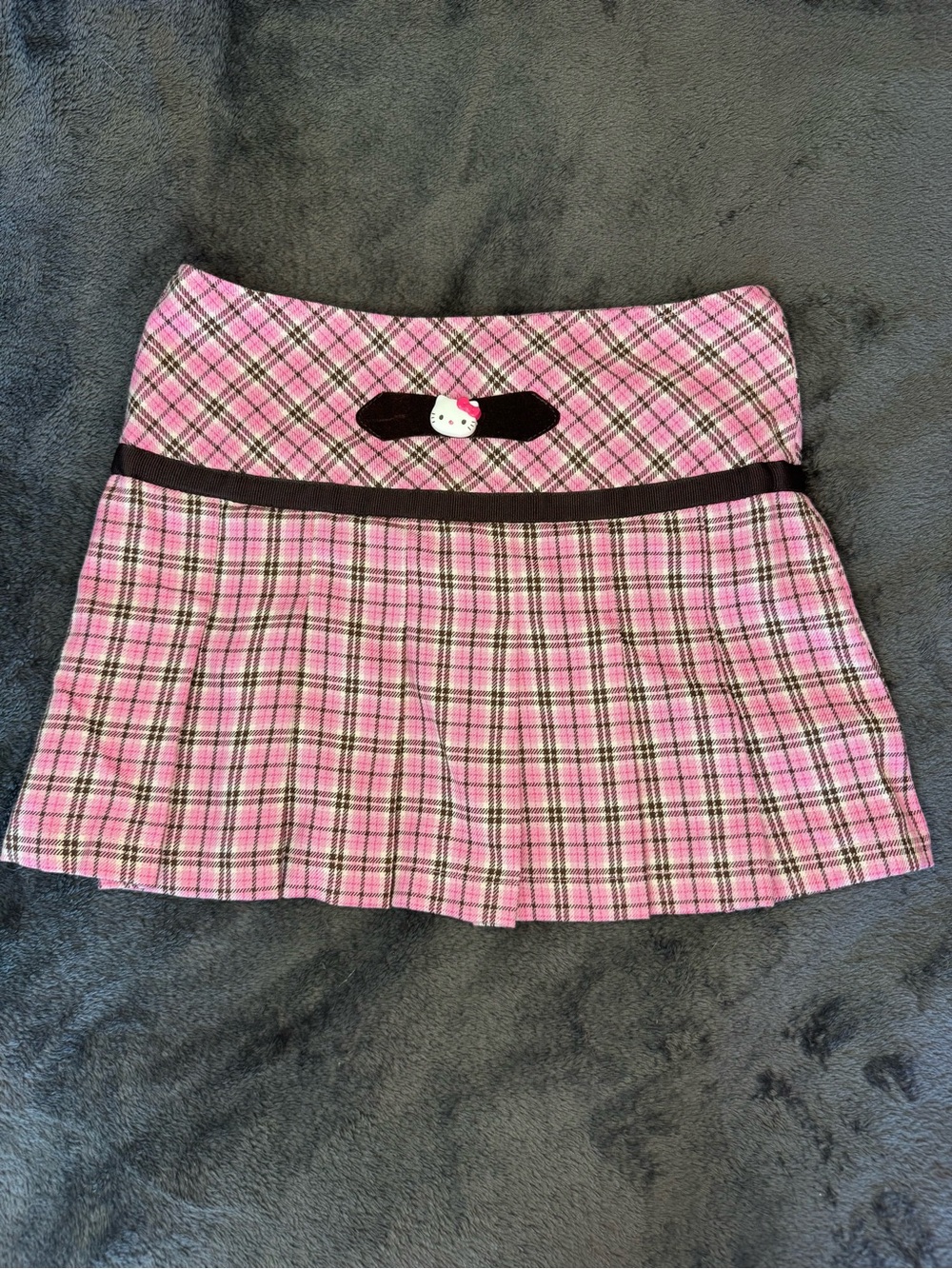 Vintage 2004 Hello Kitty Pink Plaid Pleated Girls Skirt M Y2K